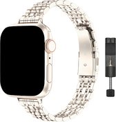 Innerlight® Narrow+ - Starlight - 42/44/45/49mm - Metalen bandje geschikt voor Apple Watch - Schakel Armband RVS - Stainless Steel Watch Band - Roestvrijstaal - Horlogeband - Geschikt als Apple watch bandje voor Series 1/2/3/4/5/6/SE/7/8/9/Ultra