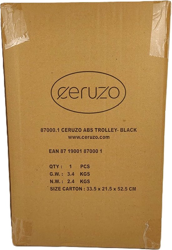 Ceruzo Handbagage Koffer - Trolley - 28L - 51.5 cm - Spinnerwielen 360°- Cijferslot-Zwart-Reiskoffer