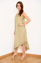 Lange dames jurk Pepita effen linde groen mouwloos one size strandjurk beachwear bohemian ibiza style
