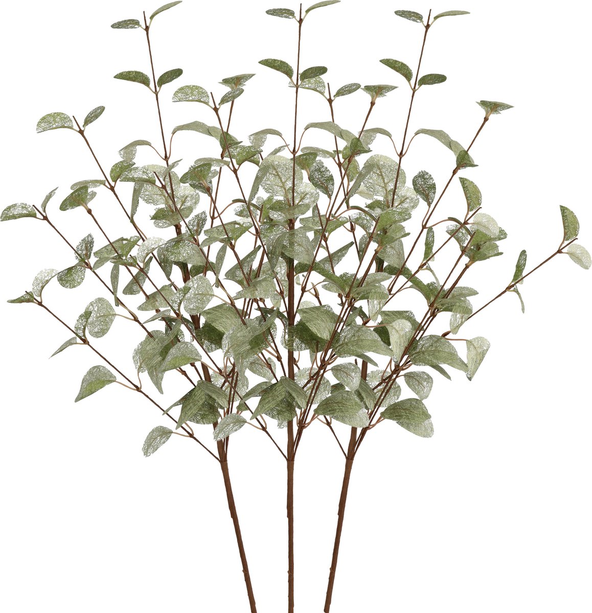 DK design Kunstbloem Eucalyptus tak Silk - 3x - 72 cm - groen - losse steel - Kunst zijdebloemen Jade groen