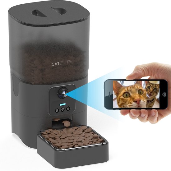 4L Automatische Voerbak voor Huisdieren, Tijdgestuurde Voerautomaat voor Katten en Honden, Automatische Droogvoerautomaat met Wifi Voerbak voor Katten, APP-bediening, Dubbele Voeding, Goede Afsluiti