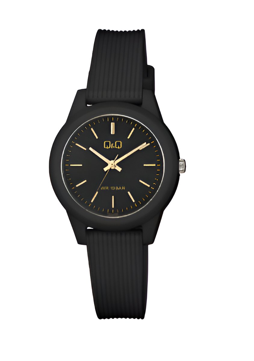 QQ VS13J004Y - Horloge - Sport - Analoog - Dames - Vrouwen - Plastic band - Rond - Cijfers - Kunststof - Zwart- 10 ATM