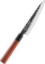 Couteau à légumes Hezhen - Fabriqué en acier composite 3 couches (acier 10Cr15CoMoV + SUS410) - Teneur élevée en carbone avec une dureté de 58-62 HRC - Manche en acajou - couteau d'office de la série PM8S Retro