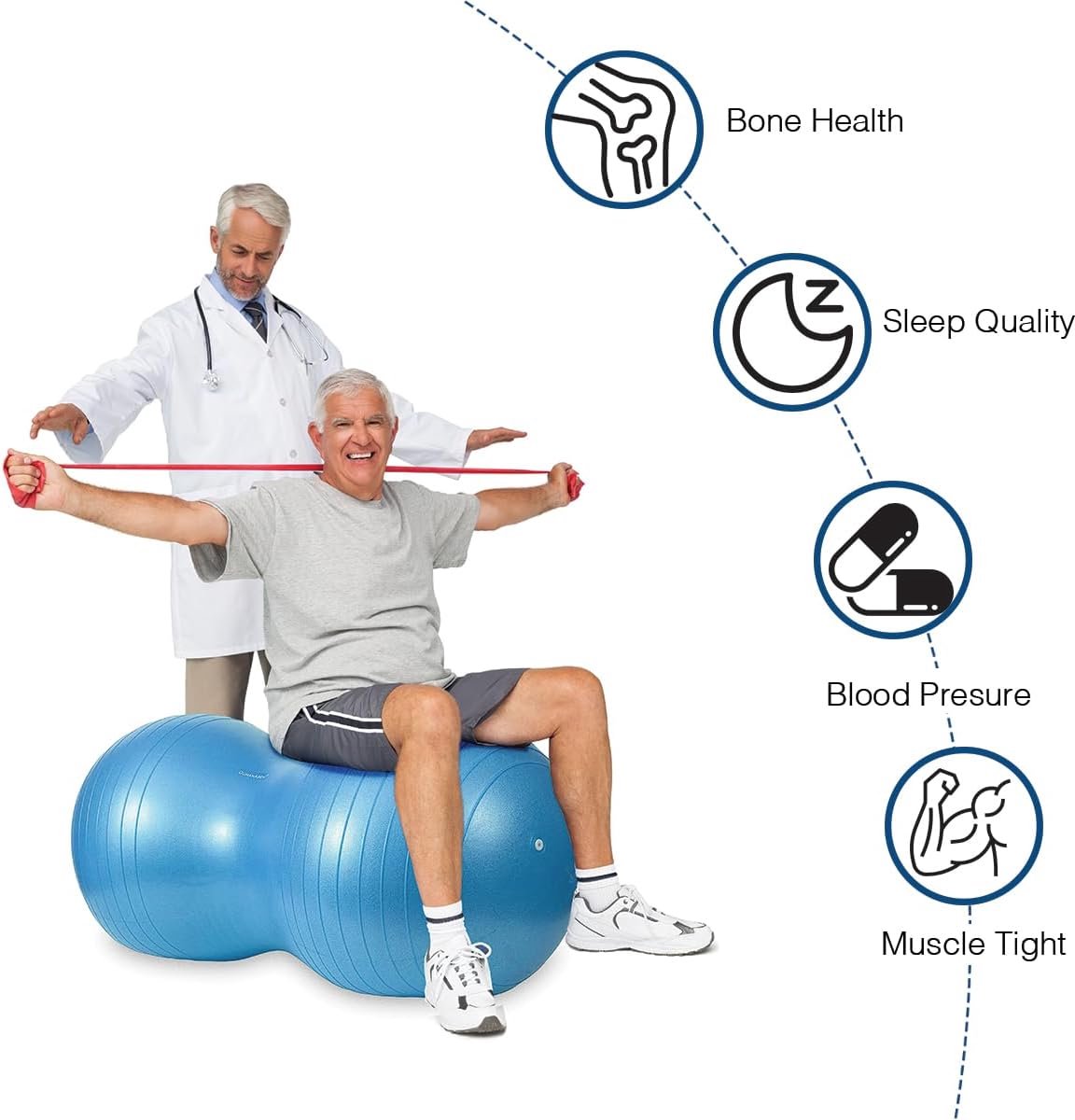 Ballon D'exercice En Forme De Cacahuète,accessoires De Fitness, 35 X 18 Pouces,balle D'exercice Anti-éclatement En PVC Avec Une Boule De Cacahuète En