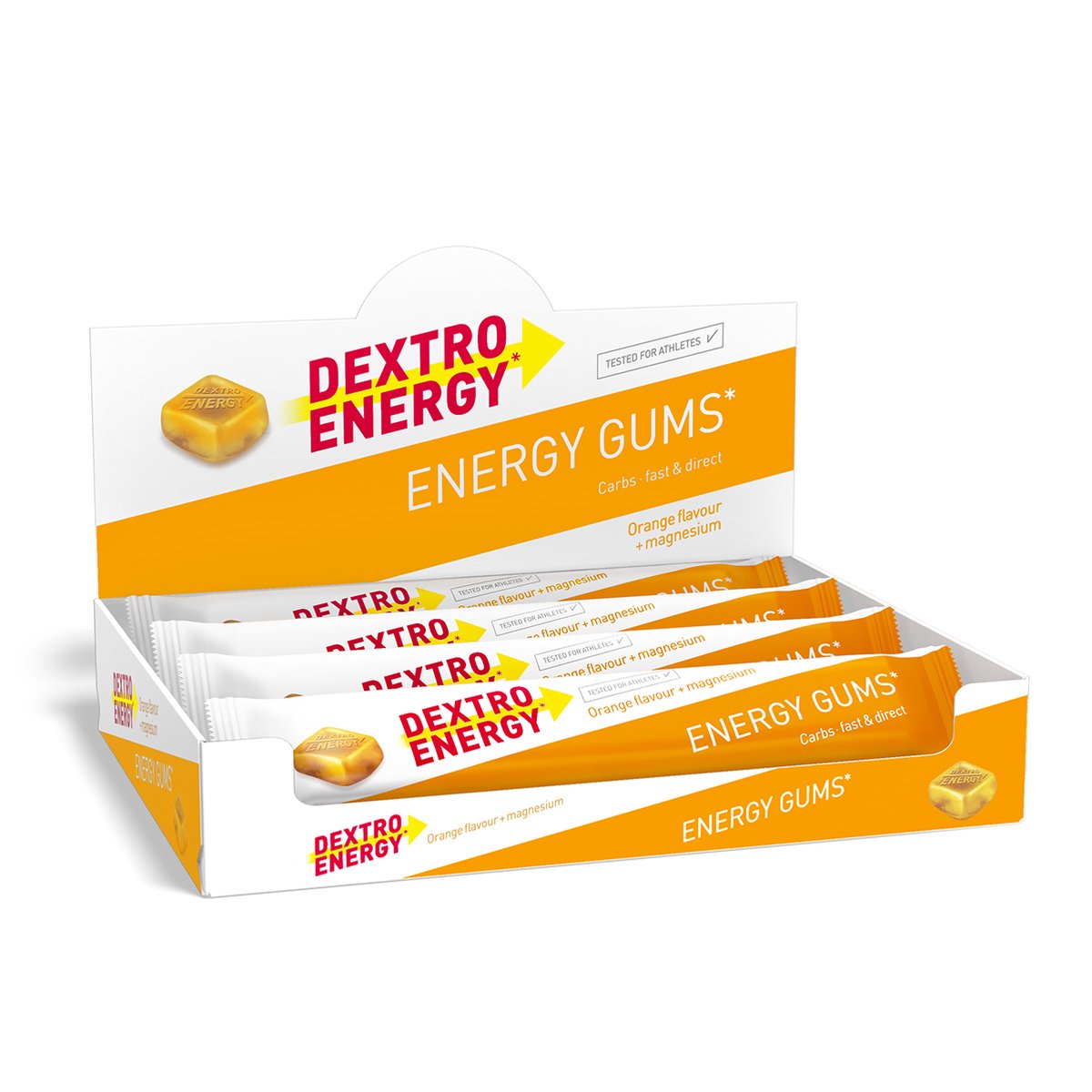 Goedkoopste Dextro Energy Energie Gums - Sinaasappel Magnesium Energie Bar - Vegan Energie Reep - 8 porties (8 x 45 gram