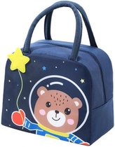 Lunchbag voor Kinderen - Space Bear - Blauw - Koeltas - Thermo Tas - Lunch Bag - Rits - Jongen