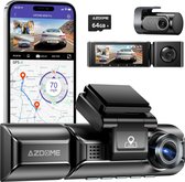 AZDOME 3 Objectif Dash Cam 2K + 1080P - 5G WiFi - GPS - Caméra de voiture - 256 Go