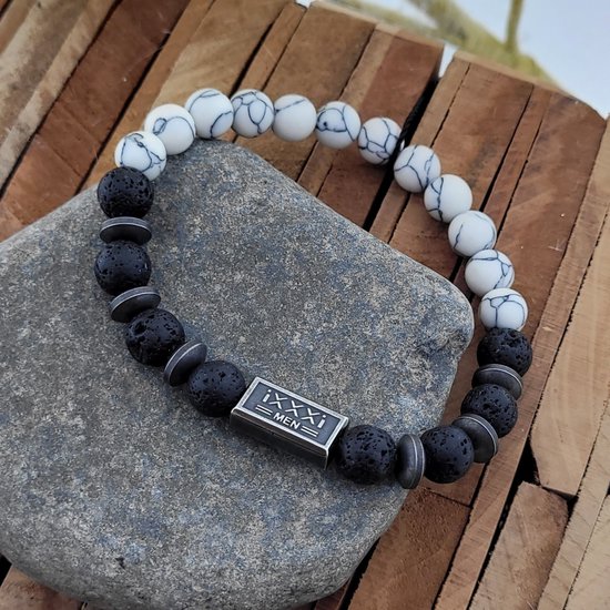 IXXXi Bracelets de perles Homme Emir Zwart Couleur Argent Wit - Taille taille unique
