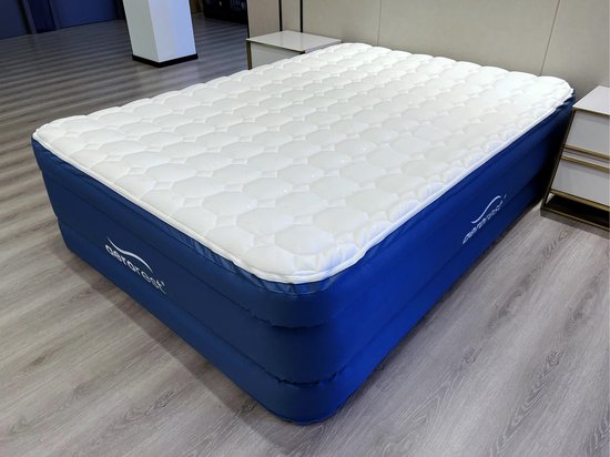 Matelas pneumatique AeroRest Cloud Top pour 2 personnes | 210 cm de longueur | Surmatelas amovible | Avec pompe intégrée | Sac de transport inclus |