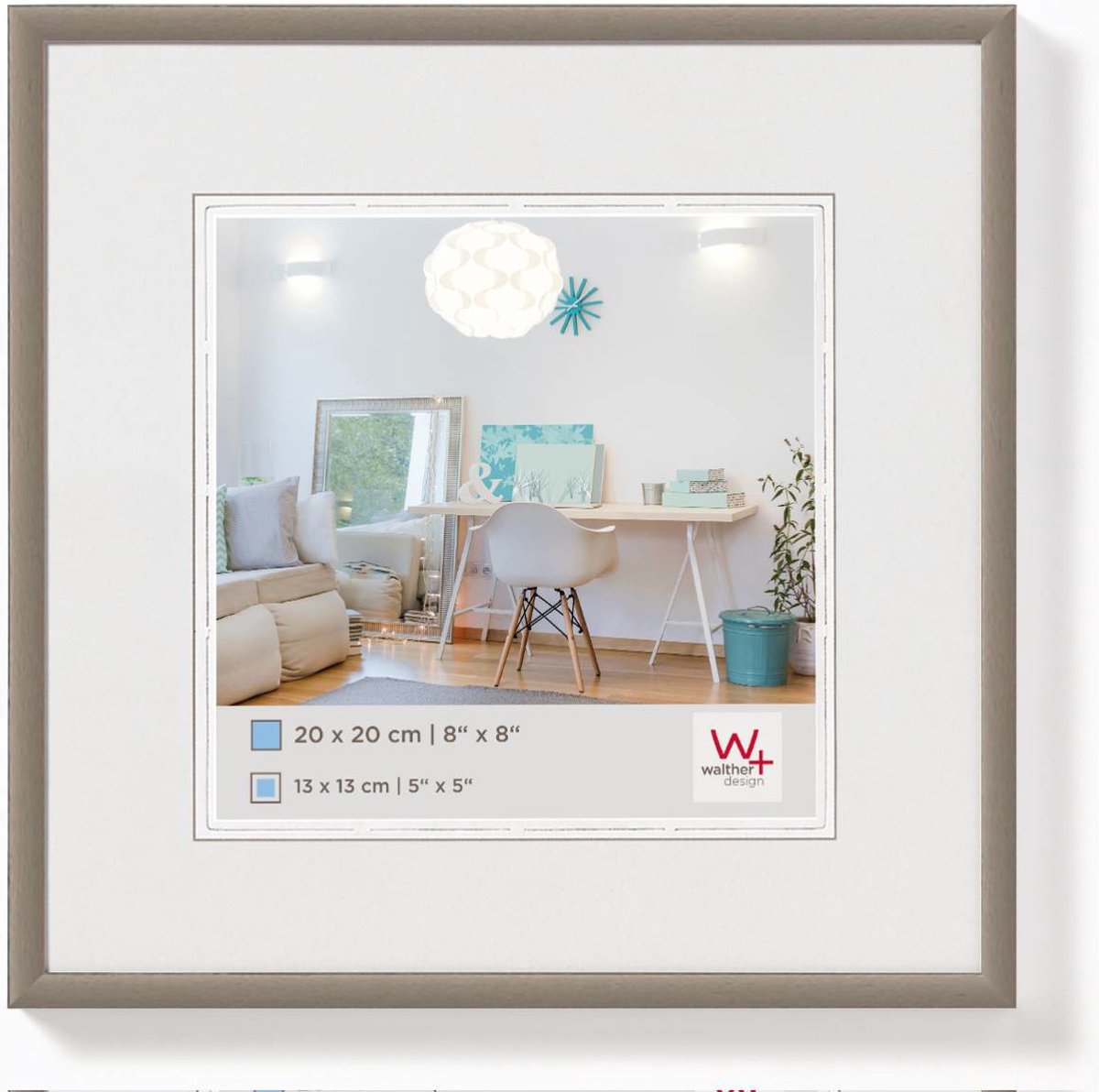 Walther New Lifestyle - Kunststof lijst - Fotoformaat 20x20 cm - Staal