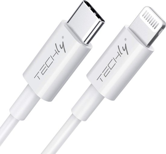 TECHly iPad/iPad Pro/iPhone/iPod Laadkabel [1x USB-C stekker - 1x Apple dock-stekker Lightning] 1.00 m Wit