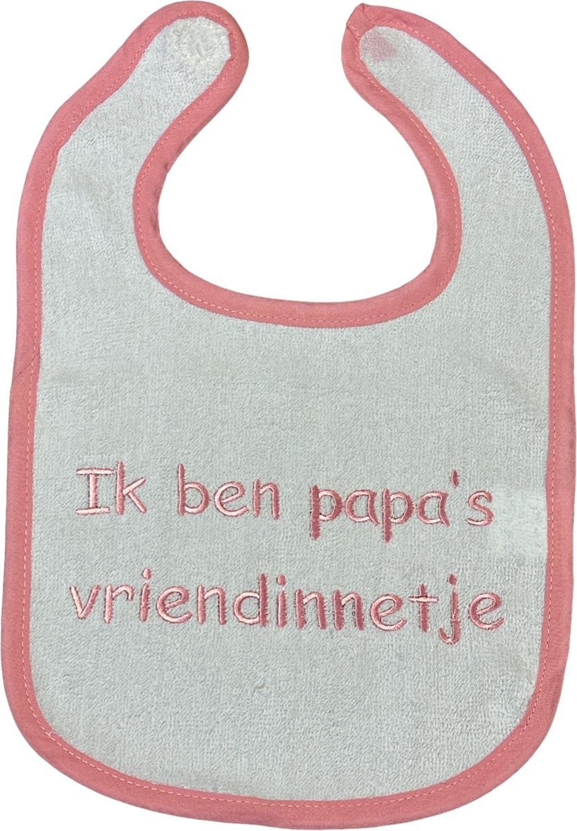 Goedkoopste La Petite Couronne Slabber Slabbetje Slab Geborduurd Ik ben papa's vriendinnetje Unisex Katoen Wit/roze Maat 24 x 36 Cm