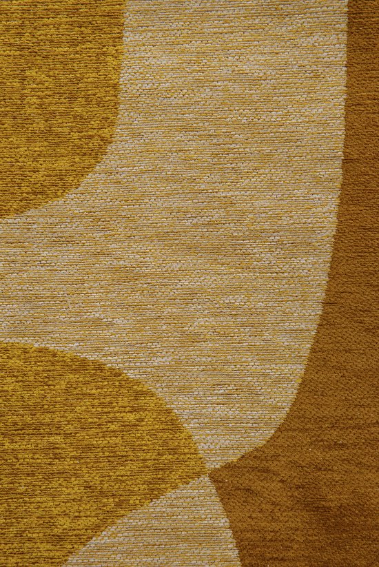 Tapis Rectangulaire Jaune avec Motif Abstrait et Formes Géométriques - Poum Poum - Curry - 80 x 150 cm