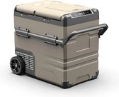 Elektrische Compressor Koelbox Op Wielen - Dual Zone - 55 liter - 12V en 230V - LG Compressor inside - inclusief mandjes -voor auto en camping - Sandstone