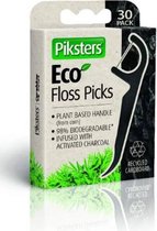 Piksters Eco Charcoal Floss Picks - 30 stuks