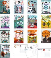 Set van 13 maandkaarten - thema ‘Bos en dieren’ - verjaardag - Postcrossing - Leuke Post