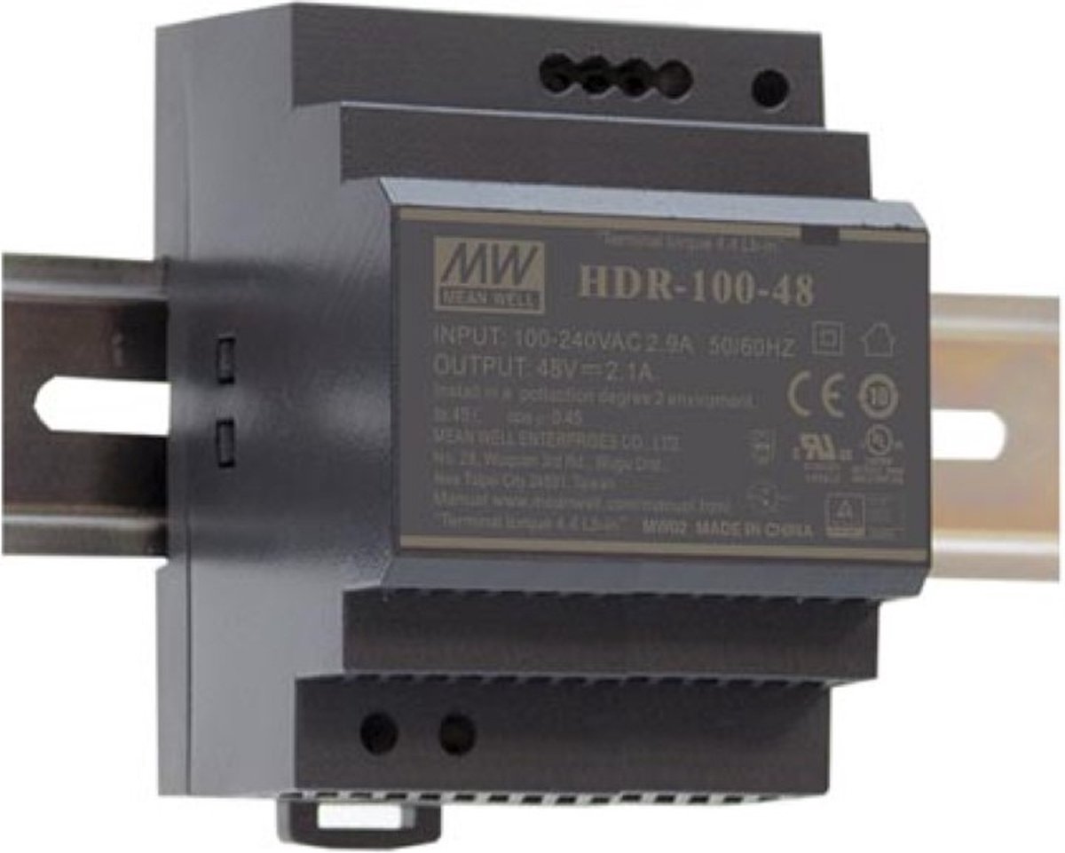 VOEDING - 1 UITGANG - 100 W - DIN-RAILMONTAGE - 12 V 7.5 A - VOOR INDUSTRIEEL GEBRUIK