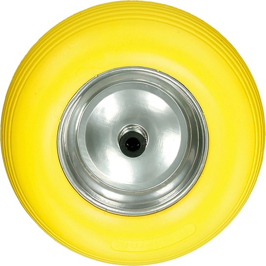 Kruiwagenwiel massief rubber geel 390 mm - ecd germany