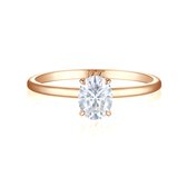 Mystique - 18k Roségouden Ovale Solitaire Moissanite Ring met Hidden Halo | Wedfit - 1.5 karaat.