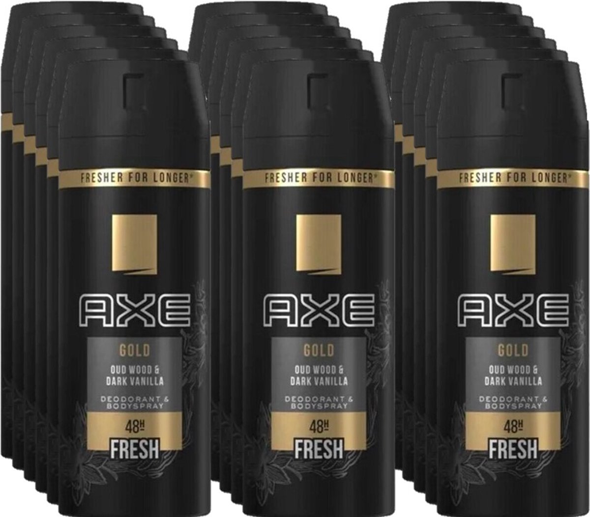 Goedkoopste Axe Deodorant Bodyspray Gold - Voordeelverpakking 18 x 150 ml