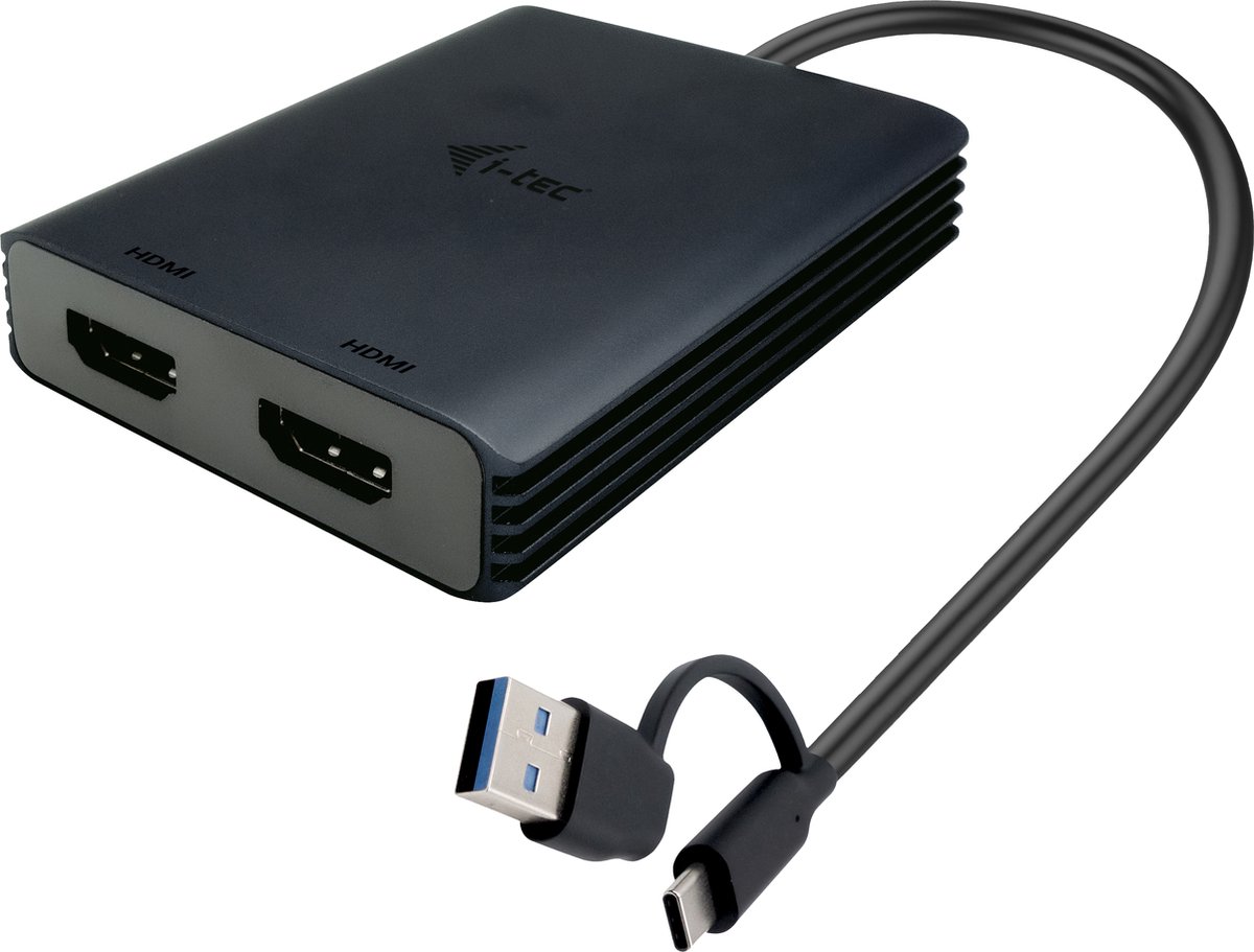 i-tec USB-A/USB-C Dual 4K/60 Hz HDMI Video Adapter