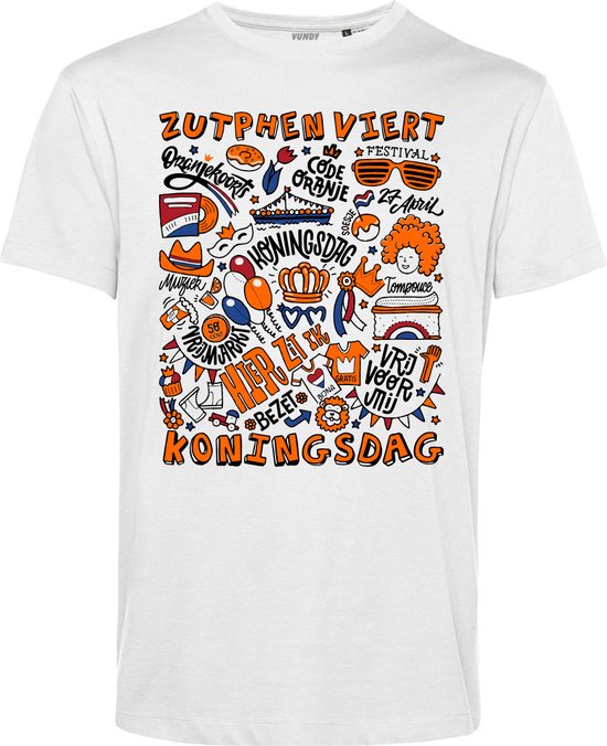 T-shirt Zutphen Oranjekoorts | Wit | maat XXXL