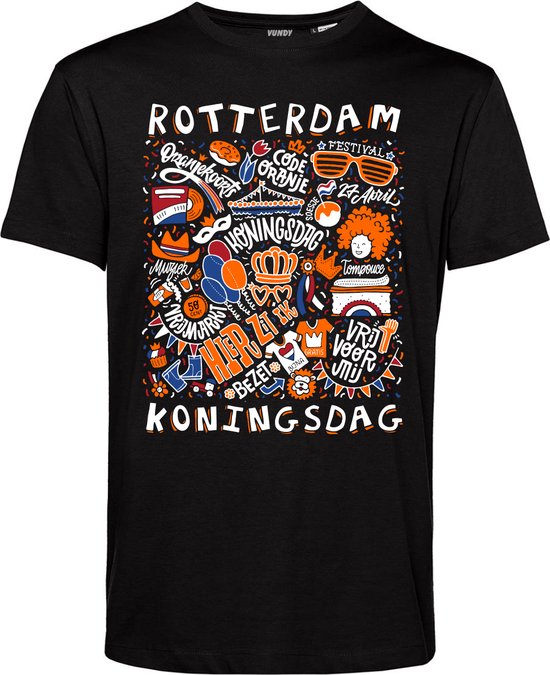 T-shirt Rotterdam Oranjekoorts | Zwart | maat XS