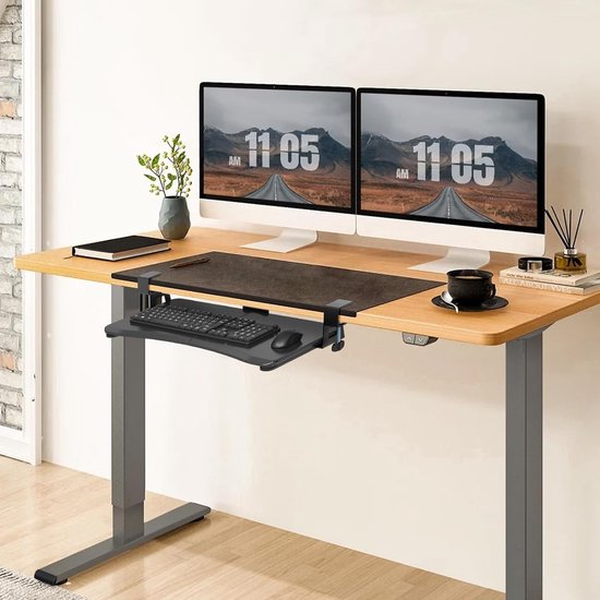 Toetsenbordlade 52 65 75 cm, onder bureau uittrekbaar platform met C-klem, ergonomische in-/uitschuifbare toetsenbordlade/zwart / 65 * 25 cm