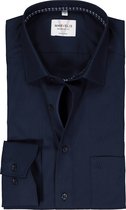MARVELIS modern fit overhemd - popeline - donkerblauw - Strijkvrij - Boordmaat: 45