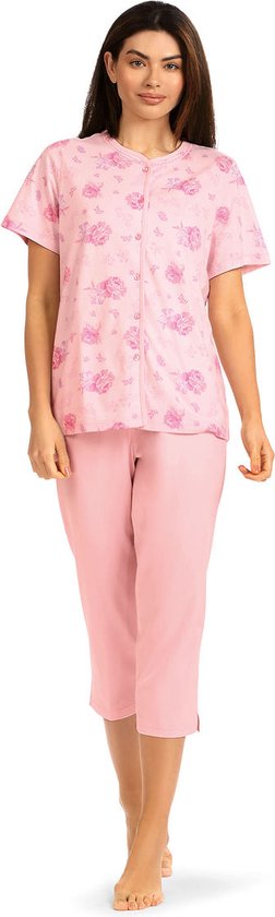 Roze doorknoop pyjama Comtessa - Roze - Maat - 40