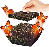 Vliegende vlinder-verrassingsdoos-exploderende vlinder-Opdraai Vlinder, 15*14,8*12,5cm - 4 stuks,zwart goud