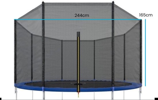 Viking Sports - Veiligheidsnet trampoline - 244 cm - buitenzijde - geschikt voor 6 palen