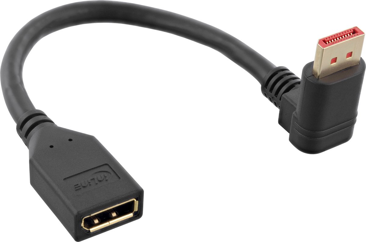 Premium DisplayPort adapter met DP_PWR - 90° haaks naar beneden - versie 1.4 (5K/8K 60Hz) / zwart - 015 meter