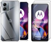 Hoesje geschikt voor Motorola Moto G54 - 2x Screenprotector Glas - Shockproof Transparant