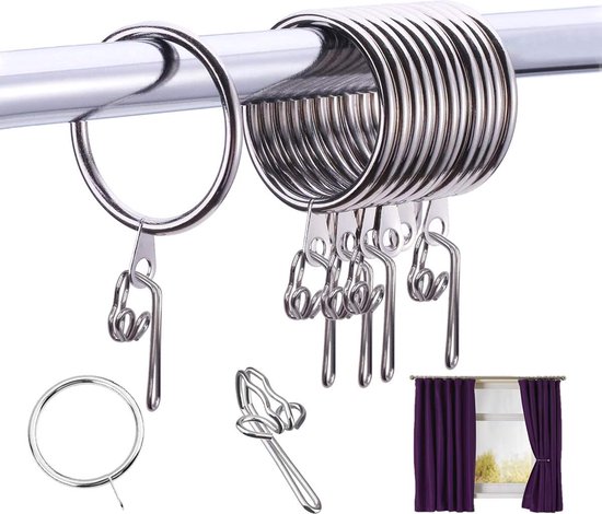 Lot De 24 Anneaux Pour Rideaux à œillets – Diamètre Intérieur 38 Mm, Noir Métal – Support 3 Kg, Coulissant Sur Tringle - 13