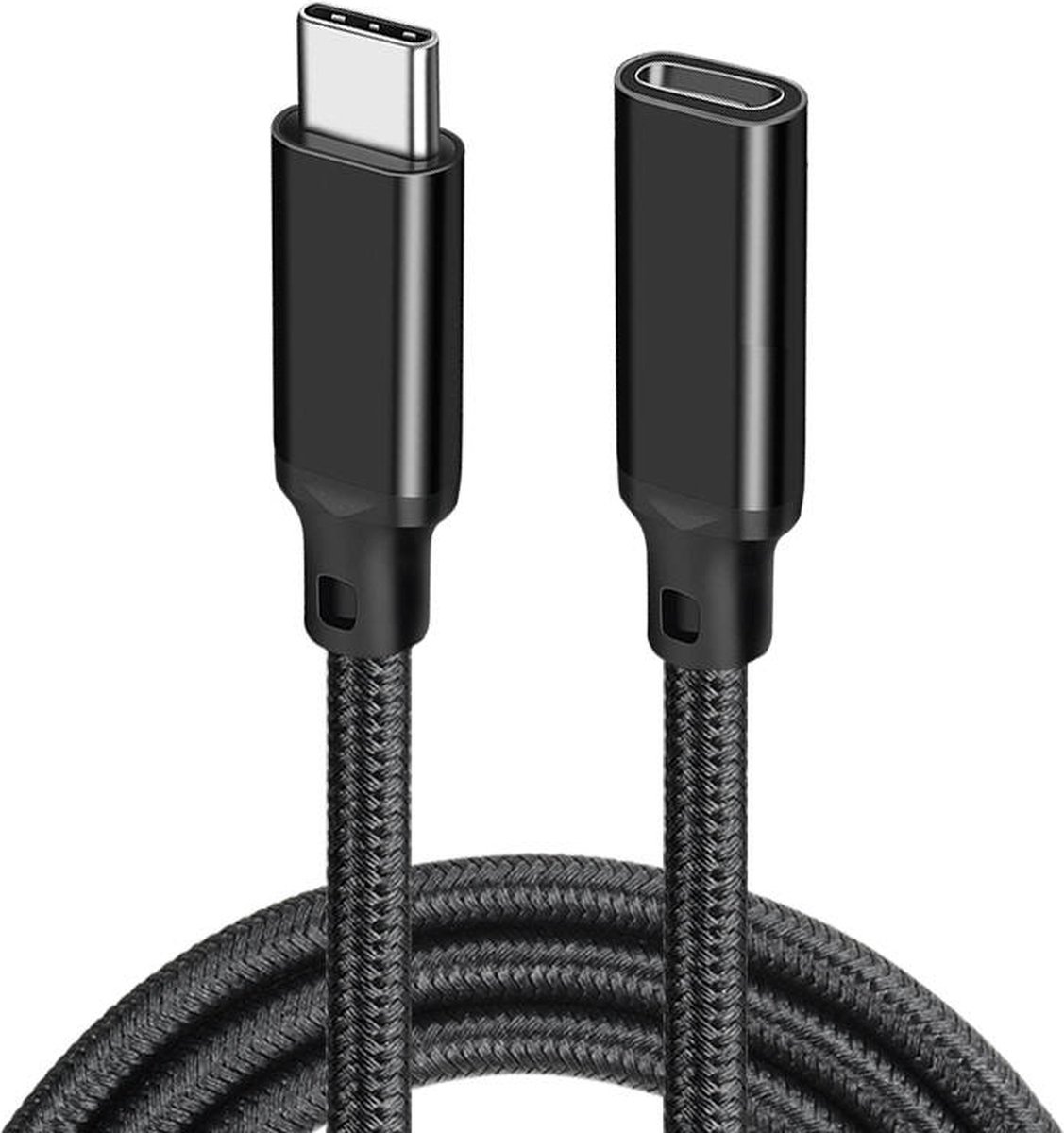 JUALL USB C Verlengkabel 3.2 - 20Gbps - 240W/5A Snelladen - 4K & 8K - Male naar Female Adapter - 3 Meter - Zwart Gevlochten