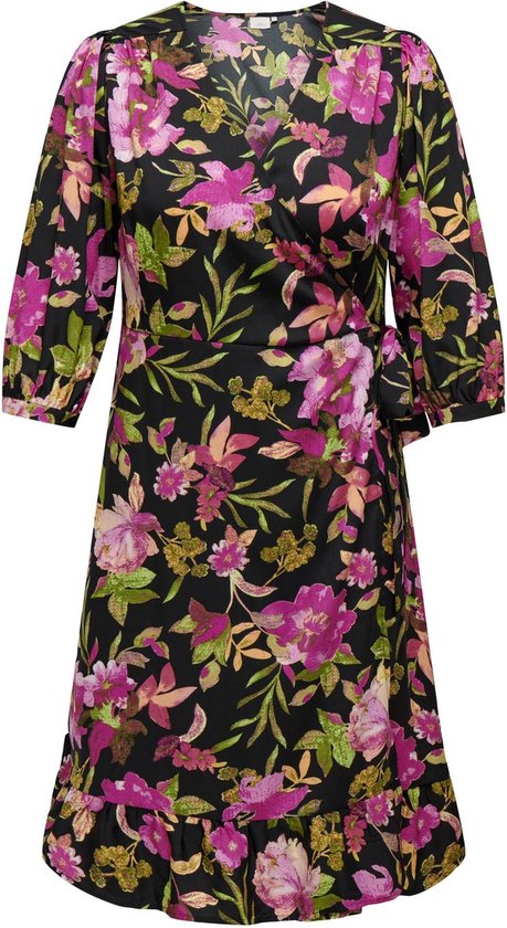 Robe Only Carmakoma Carlivia noire à fleur rose taille 46