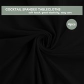 4-pack cocktailstretchtafelkleden, 80 x 110 cm, spandex stretch vierkante hoektafelkleden, zwarte cocktailtafelkleden, ronde tafelkleden voor bruiloft, verjaardag, feest, banket, enz.