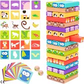 Houten dierentoren voor kinderen: 4-in-1 educatief spel - ontwikkel cognitieve vaardigheden met kleuren en dieren - ideaal voor feestjes