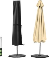 Beschermhoes voor parasol, 2 tot 4 m met stang, 600D Oxford-weefsel, parasolhoes, winterbestendig, waterdicht, uv-bestendig, weerbestendige parasolhoes, 190 x 30/40/50 cm