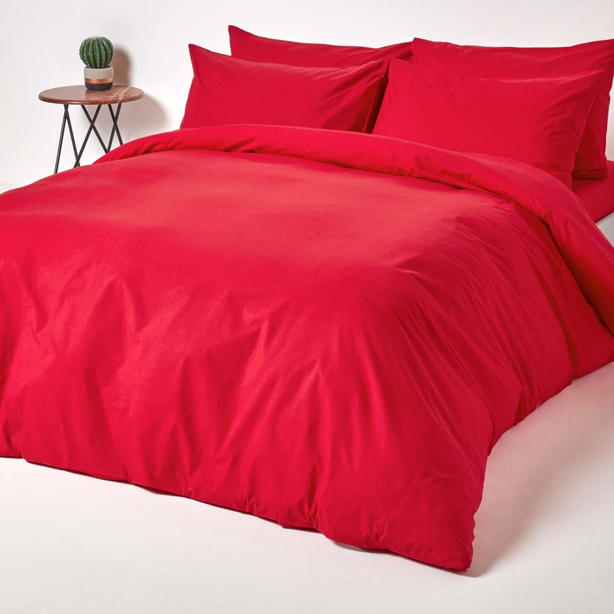 Homescapes Dekbedovertrek 260x220 cm Lits-jumeaux Extra Breed – Rood – 100% Egyptisch Perkal Katoen – 200 TC – Inclusief 2 Kussenslopen