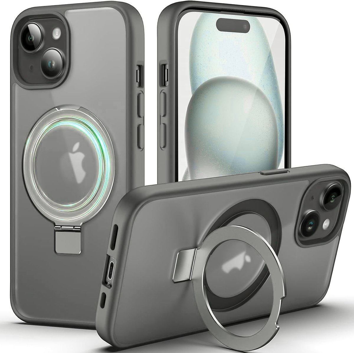 Geschikt voor iPhone 15 hoesje - Hoesje - Grijs - Sounix