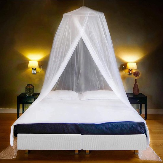 Bastix - Klamboe bed, fijnmazig klamboe, tweepersoonsbed, hangend muggennet, muggenbescherming, insectenbescherming, ook op reis, voor tweepersoonsbed en eenpersoonsbed