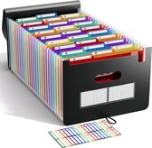 Bastix - Documentenmap A4 26 vakken, waaiermap, sorteermap, kleurrijke bestandsorteermap, regenboog, ordner, accordeondesign, A4, grote capaciteit, waterdicht materiaal met deksel ABC life