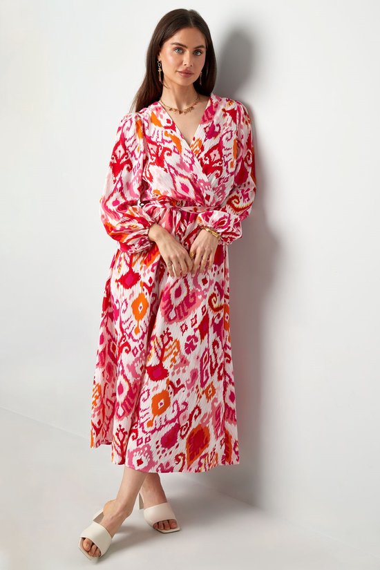 Lange jurk met print en ceintuur - nieuwe collectie - lente/zomer - dames - fuchsia
