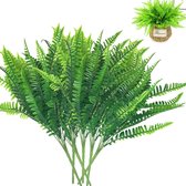 Bastix - 6 stks Kunstplanten Kunstmatige Boston Varenplanten, Groene Plastic Nep Groenblijvende Heesters Planten voor Binnen, Huis en Buiten Balkon Decoratie Producten