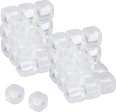 Relaxdays herbruikbare ijsblokjes - set van 50 - kunststof ijsklontjes 4 cm - doorzichtig