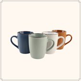 Tasses à café OTIX - avec Oreille - Set de 4 - Différentes couleurs - Faïence - 370 ml