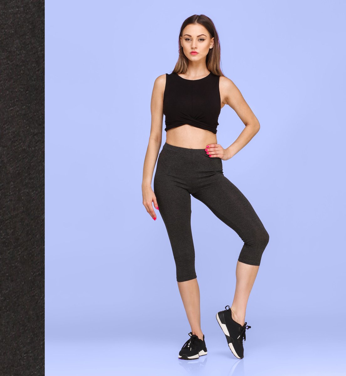 Bellivalini BLV-BLV50-148-LE Dames Capri Leggings - Sport - Vrijetijdsbroek - 3/4 Lengte - Viscose - Sporbroek - Yogabroek - Donker Gemêleerd - L