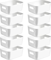Bastix - Opbergdozen, kunststof, opbergmand, keukenkast, organizer met handgrepen, mand, opbergbox, manden, kunststof doos voor badkamer, keuken, eetkamer (wit, medium)